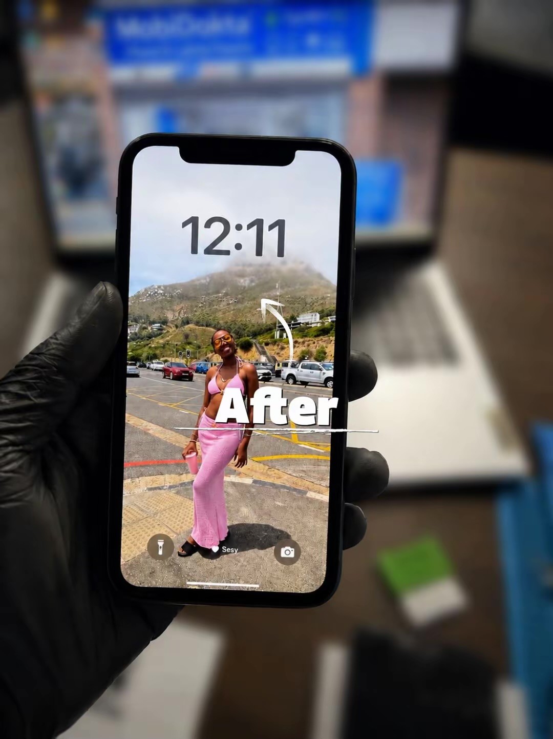 iPhone 11 after screen replacement at MobiDokta Pretoria West — Hard OLED panel fitted same day